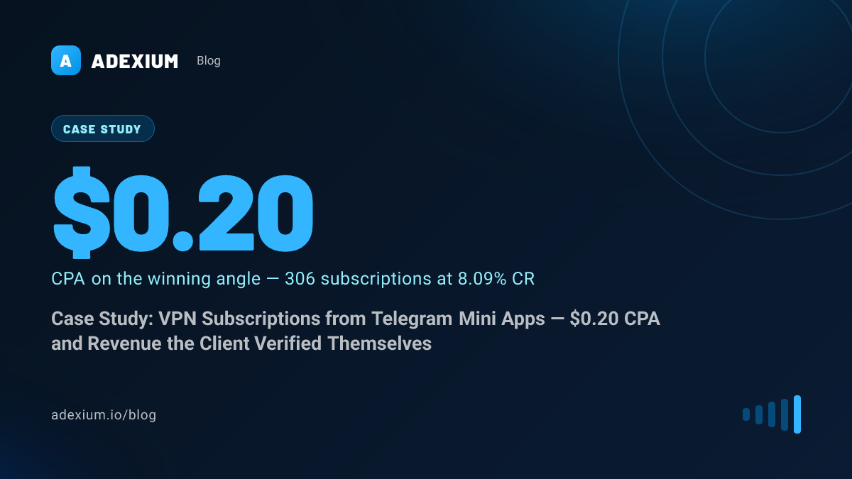 Case Study: VPN Subscriptions from Telegram Mini Apps — $0.20 CPA and Revenue the Client Verified Themselves